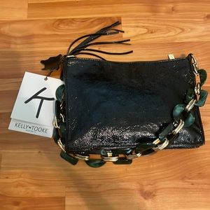 Kelly Tooke brand new purse with green and gold handle